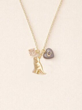Coach Rexy Crystal Heart Charm Necklace 16” Gold NWT